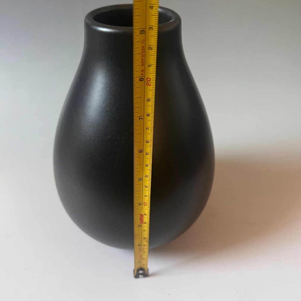 West Elm Matte Black Ceramic Vase Modern Minimalist Bottle Vase 9" - Picture 4 of 5